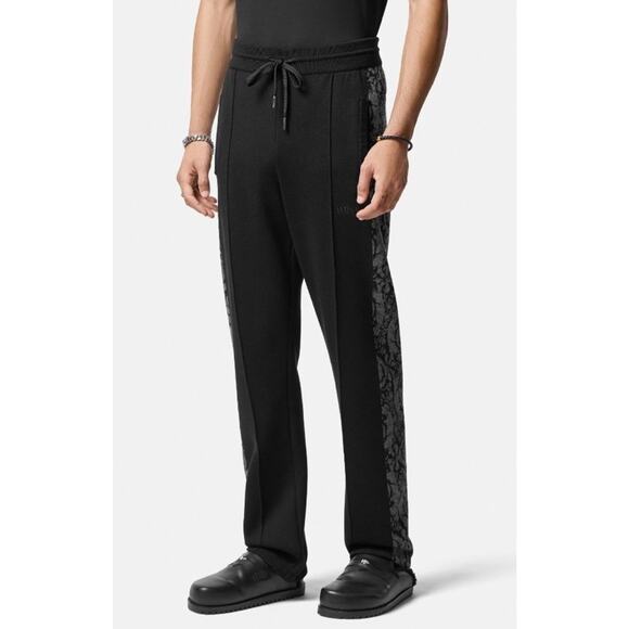 Versace Knit Barocco Jacquard Black Wool/Silk Pants L (50) 1013253 IT NWT $1525 - Picture 1 of 16